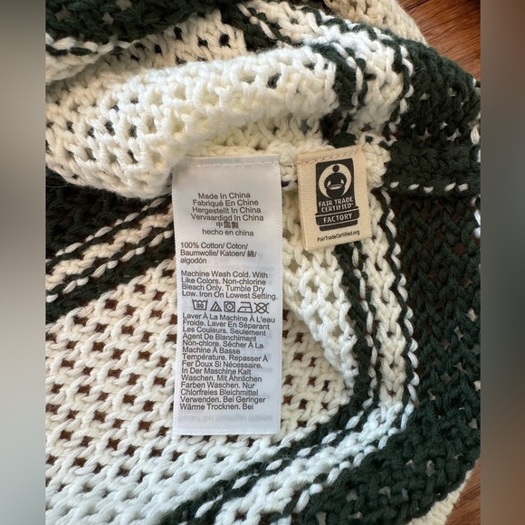 Madewell Open-Stitch Johnny Collar Sweater In Summit Green Stripe Size Small - Picture 6 of 10